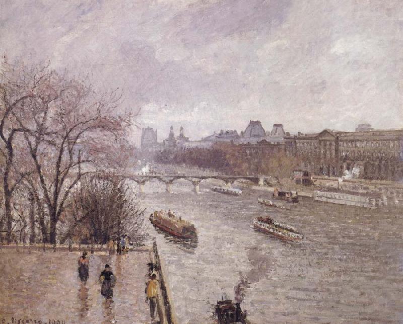 Camille Pissarro The Louvre,morning,rainy weather Norge oil painting art